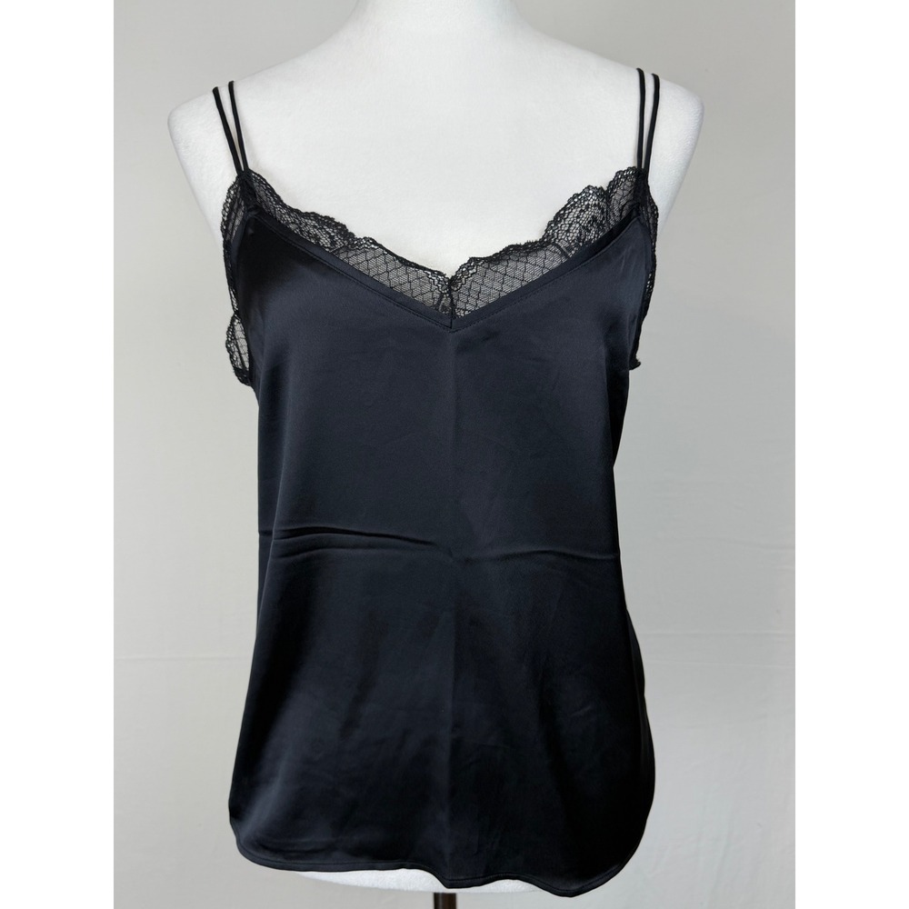 Abercrombie & Fitch Camisole Women S Black Lace Trim Satin Adjustable Straps